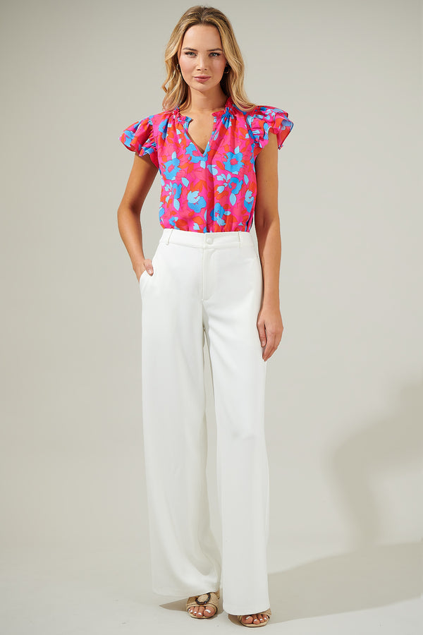 Sugarlips Lusma Floral Bellissima Ruffle Sleeve Top