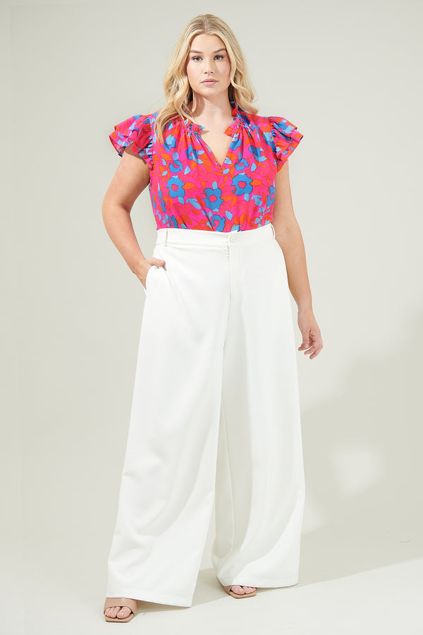 Sugarlips Lusma Floral Bellissima Ruffle Sleeve Top Curve