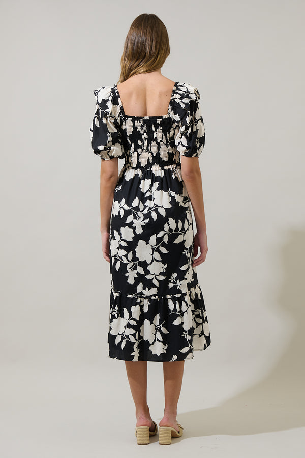 Sugarlips Mableton Floral Rosswell Smocked Midi Dress