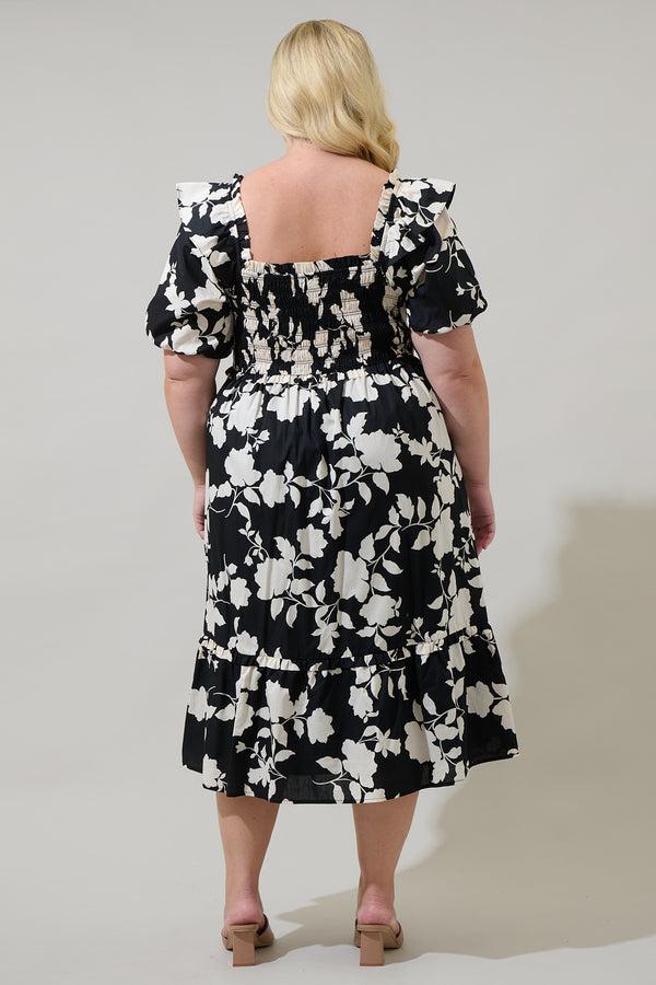 Sugarlips Mableton Floral Rosswell Smocked Midi Dress Curve