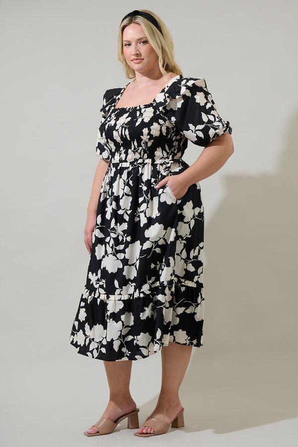 Sugarlips Mableton Floral Rosswell Smocked Midi Dress Curve