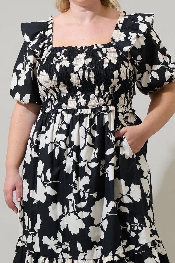 Sugarlips Mableton Floral Rosswell Smocked Midi Dress Curve