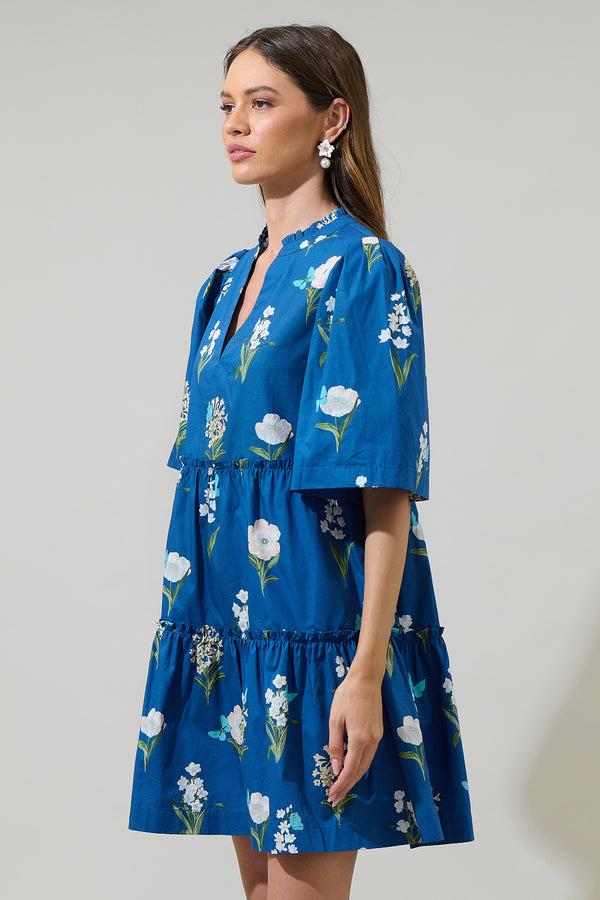 Sugarlips Madison Floral Dixie Split Neck Shift Dress