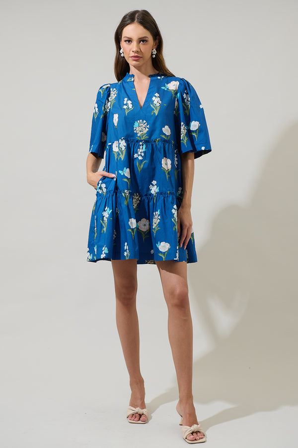 Sugarlips Madison Floral Dixie Split Neck Shift Dress