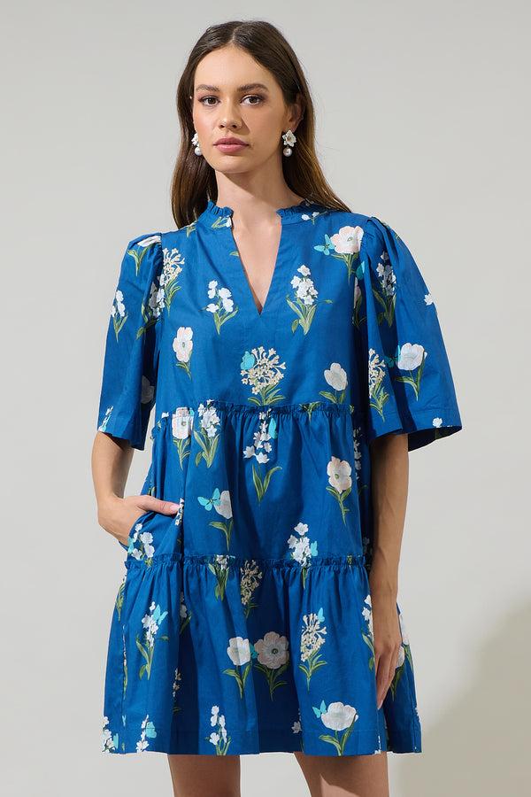 sugarlips Madison Floral Dixie Split Neck Shift Dress