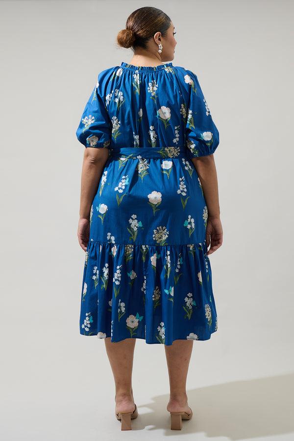 Sugarlips Madison Floral Wynette Tiered Midi Dress Curve