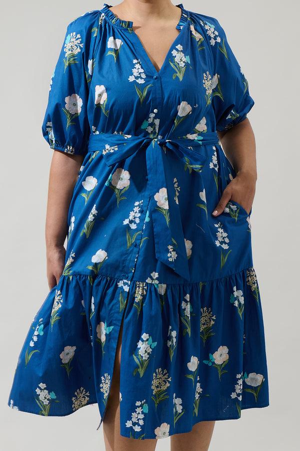Sugarlips Madison Floral Wynette Tiered Midi Dress Curve