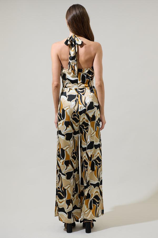 Sugarlips Madrone Abstract Magic Moment Halter Jumpsuit