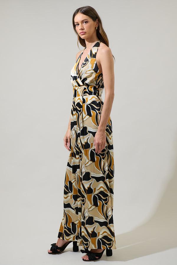 Sugarlips Madrone Abstract Magic Moment Halter Jumpsuit
