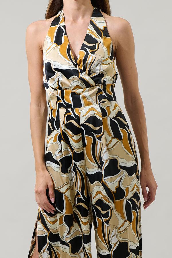 Sugarlips Madrone Abstract Magic Moment Halter Jumpsuit