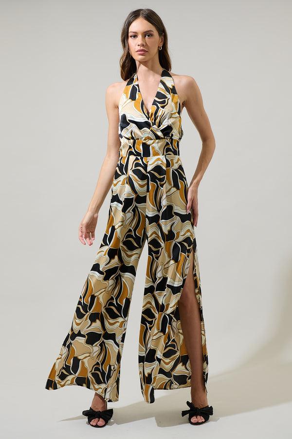 sugarlips Madrone Abstract Magic Moment Halter Jumpsuit