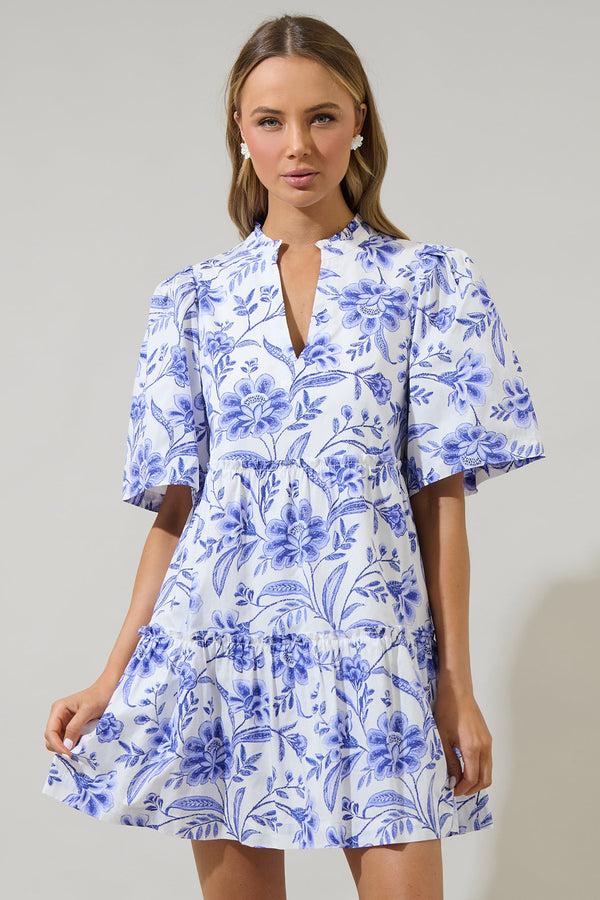 Sugarlips Maeve Floral Dixie Split Neck Shift Dress