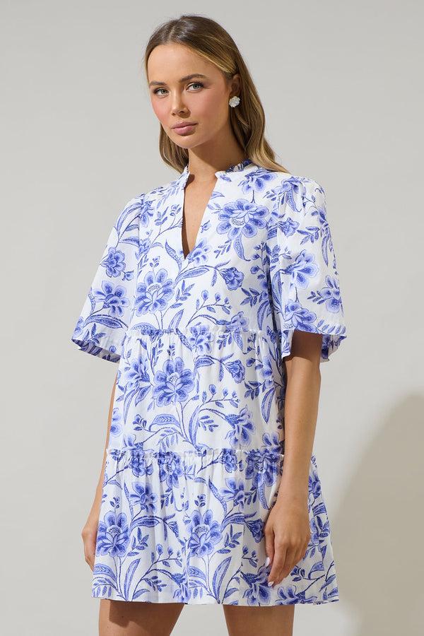 Sugarlips Maeve Floral Dixie Split Neck Shift Dress