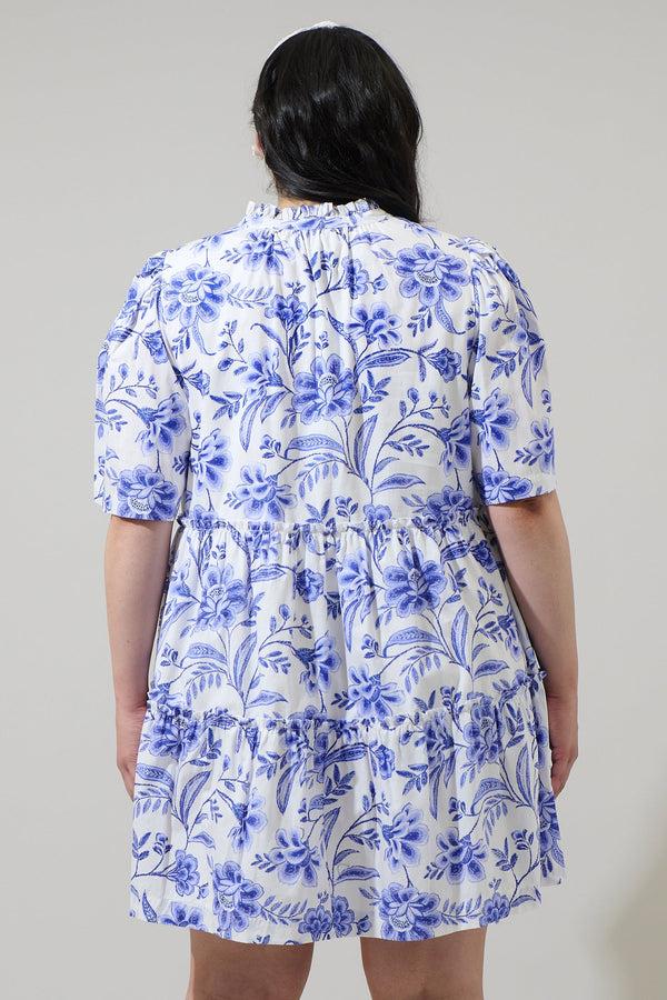 Sugarlips Maeve Floral Dixie Split Neck Shift Dress Curve