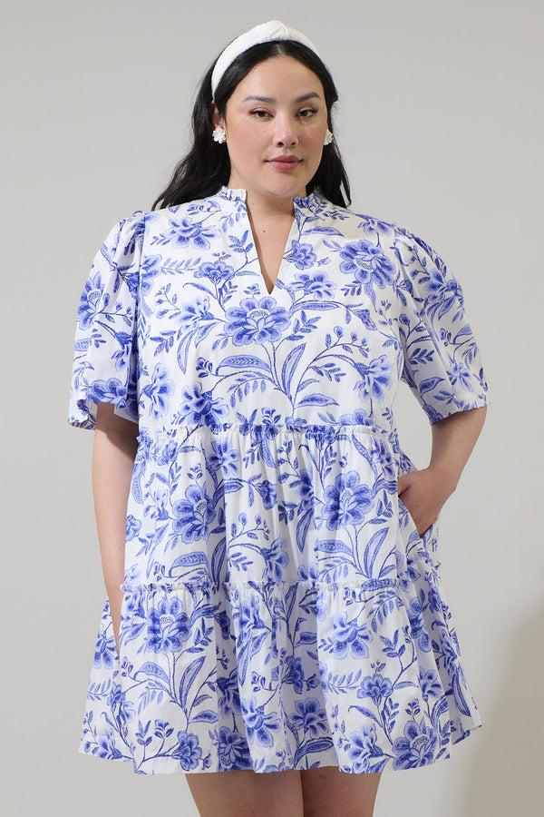 sugarlips Maeve Floral Dixie Split Neck Shift Dress Curve