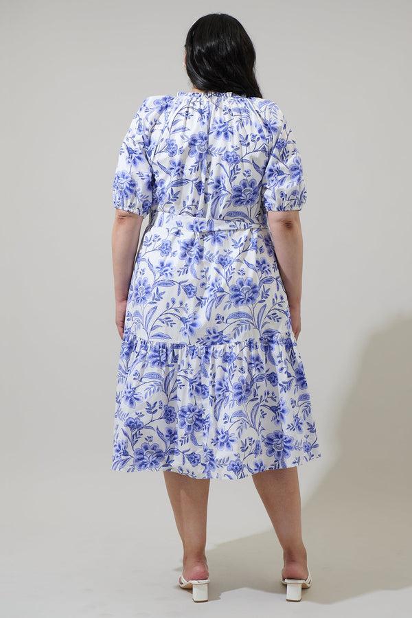 Sugarlips Maeve Floral Wynette Tiered Midi Dress Curve