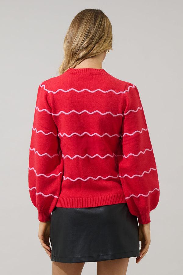 Sugarlips Maeverly Wavy Stripe Balloon Sleeve Sweater