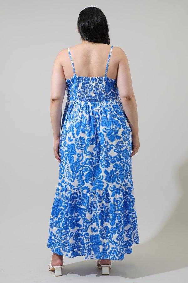 Sugarlips Magee Floral Cabana Flowy Maxi Dress Curve