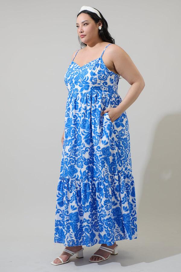 Sugarlips Magee Floral Cabana Flowy Maxi Dress Curve