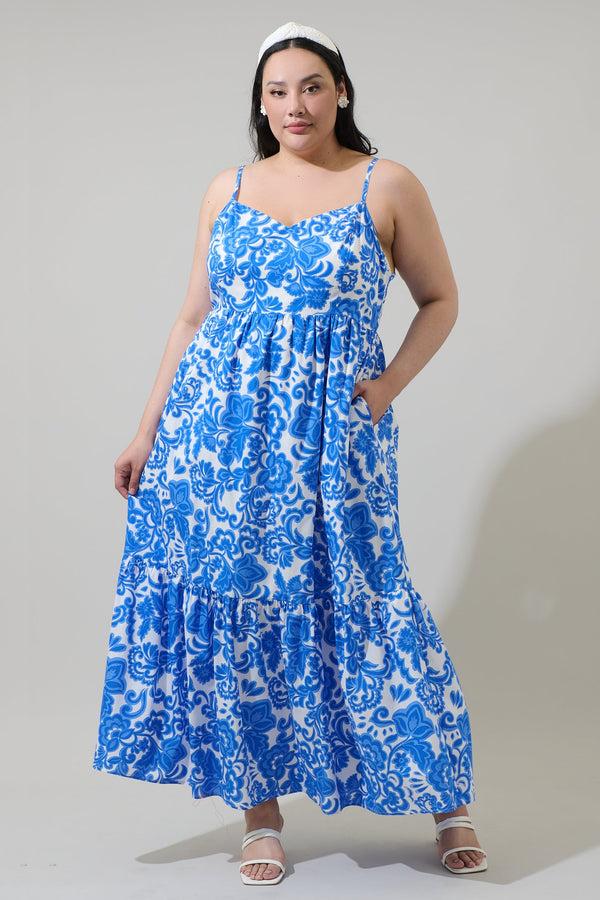 sugarlips Magee Floral Cabana Flowy Maxi Dress Curve