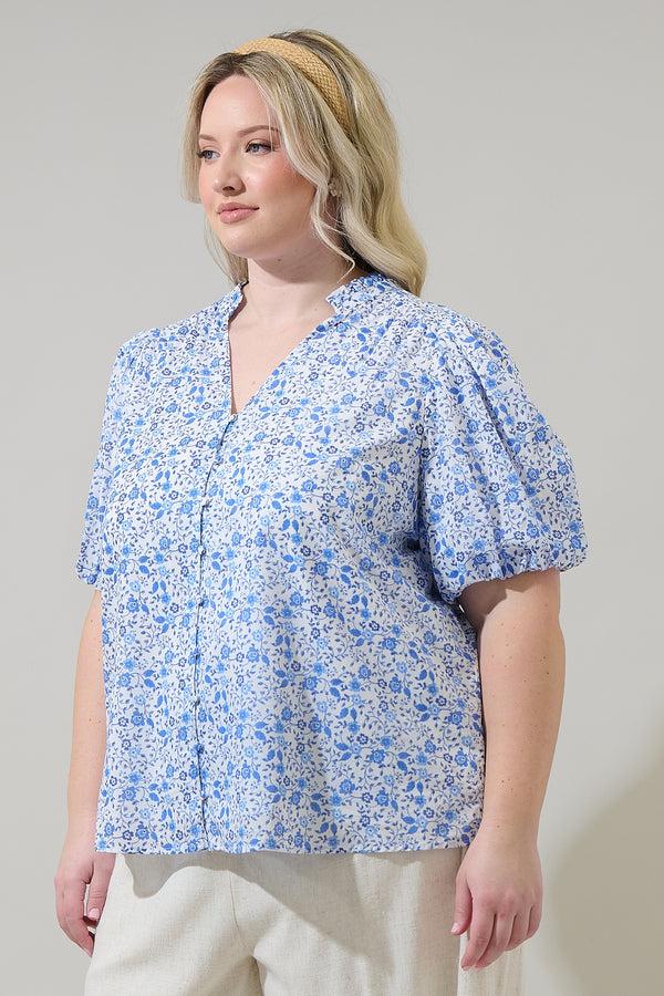 Sugarlips Maisie Floral Idara Button Down Top Curve