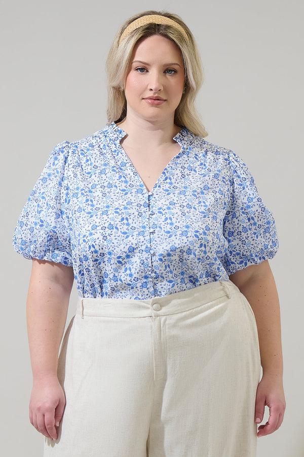 sugarlips Maisie Floral Idara Button Down Top Curve