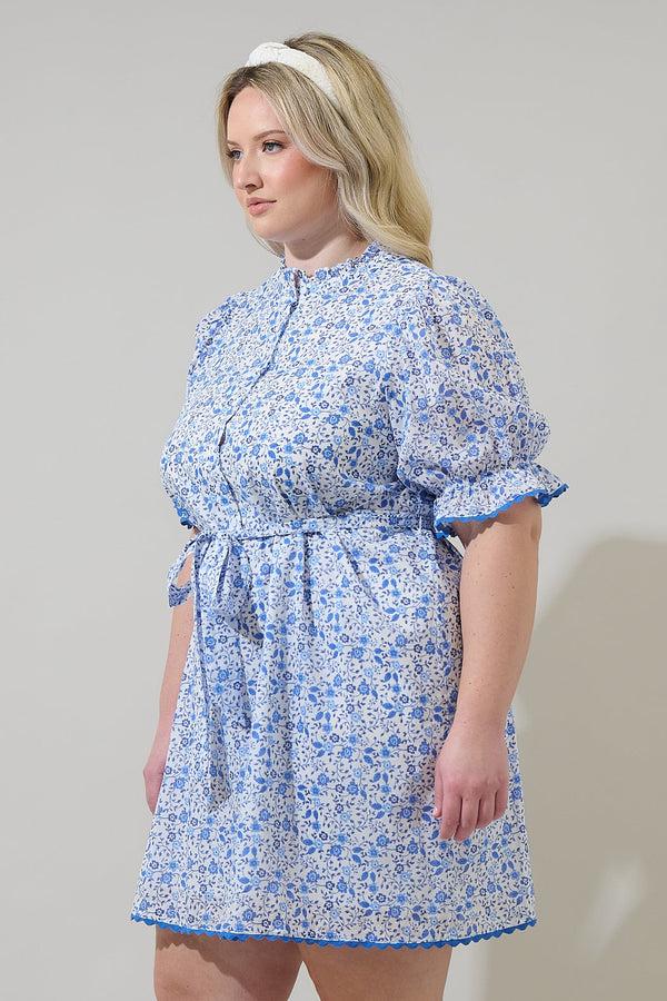 Sugarlips Maisie Floral Miana Button Up Mini Dress Curve