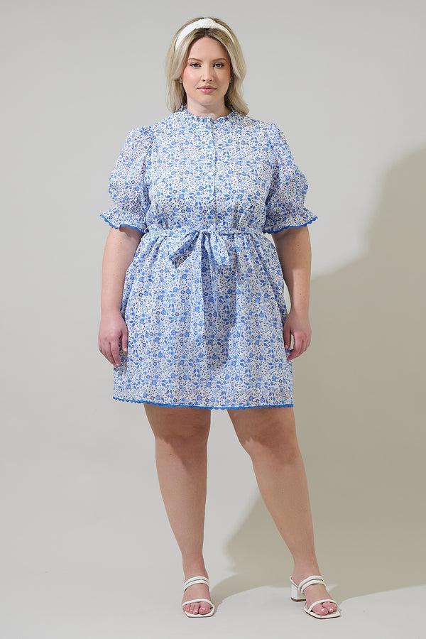 Sugarlips Maisie Floral Miana Button Up Mini Dress Curve