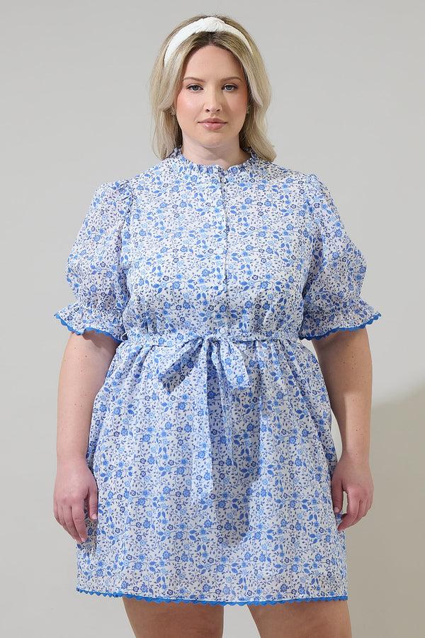 sugarlips Maisie Floral Miana Button Up Mini Dress Curve