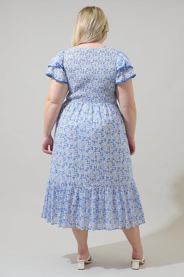 Sugarlips Maisie Floral Patte Tiered Midi Dress Curve
