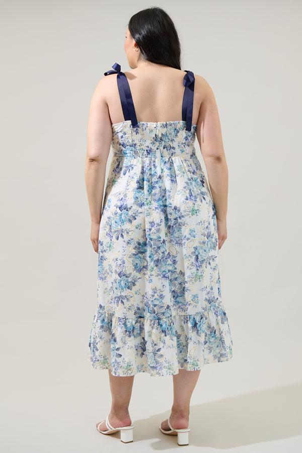 Sugarlips Majesty Floral Villa Garden Eyelet Midi Dress Curve
