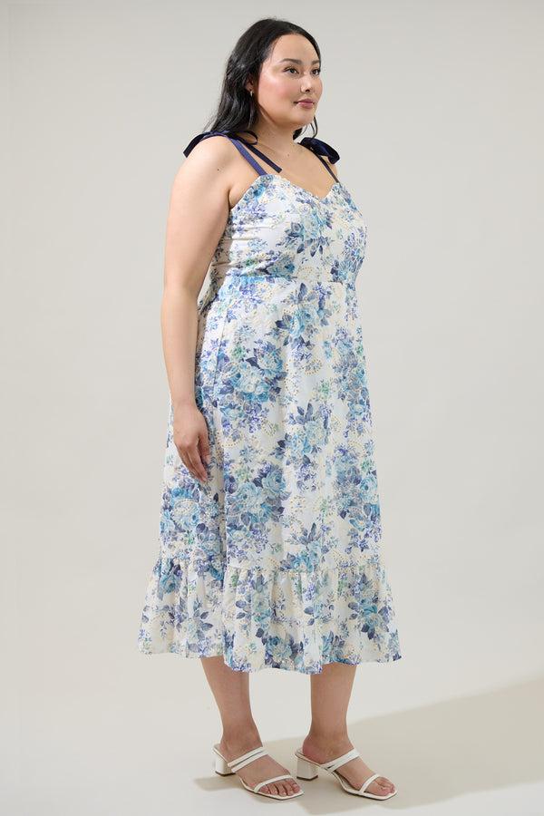 Sugarlips Majesty Floral Villa Garden Eyelet Midi Dress Curve