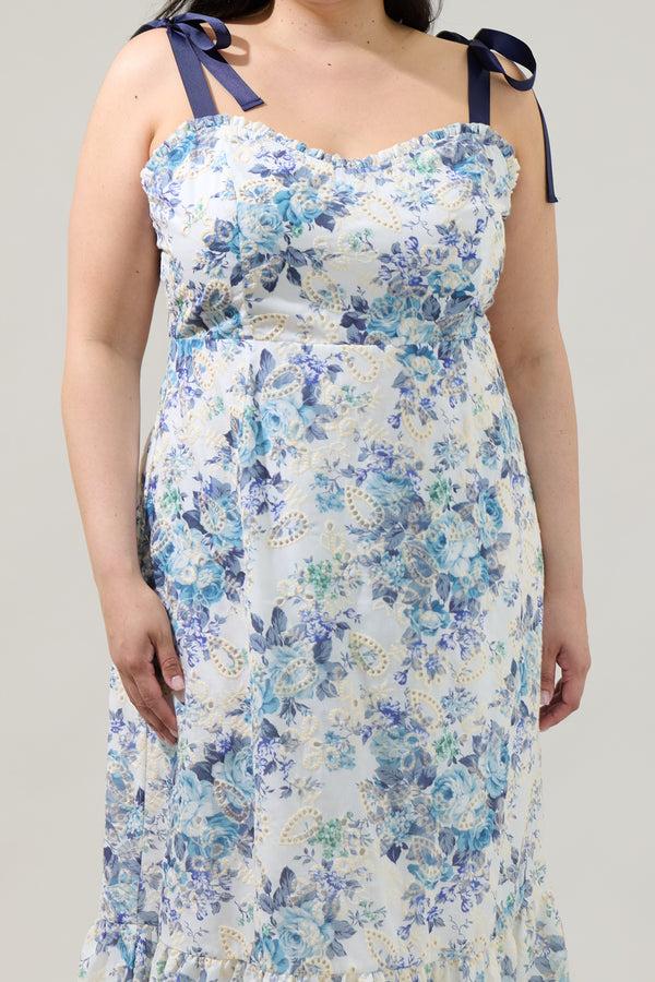Sugarlips Majesty Floral Villa Garden Eyelet Midi Dress Curve