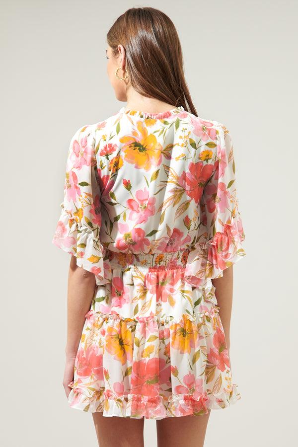 Sugarlips Maldonado Floral Amorcito Bell Sleeve Mini Dress