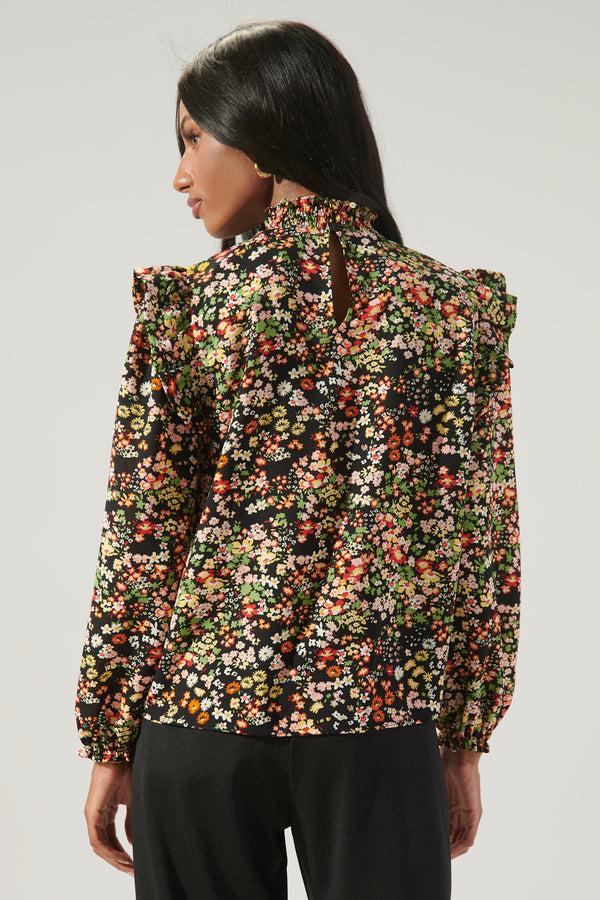 Sugarlips Malta Wildflower Naomi Smocked Yoke Blouse