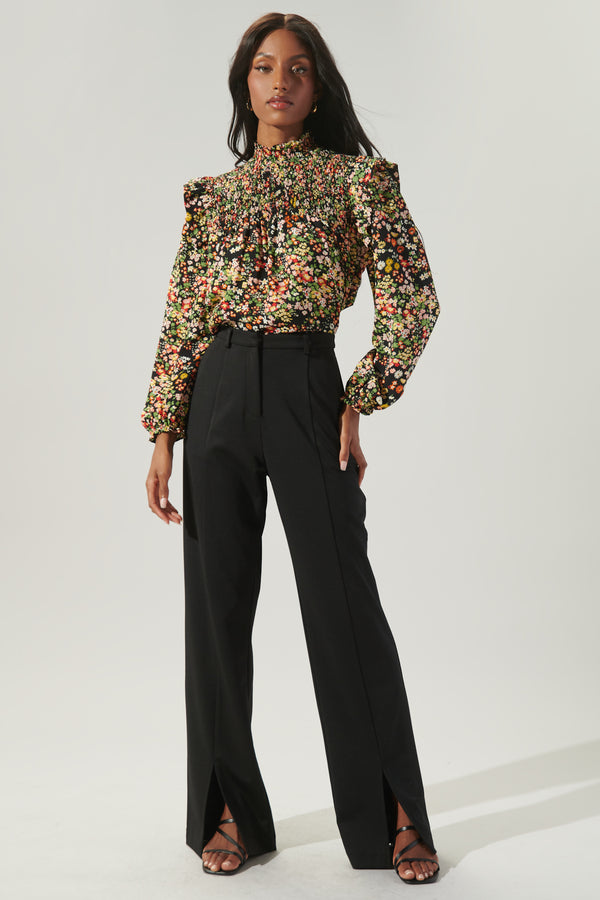 Sugarlips Malta Wildflower Naomi Smocked Yoke Blouse