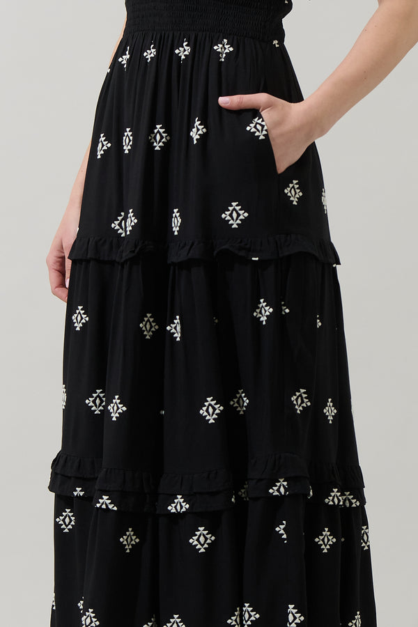 Sugarlips Malya Embroidered Palmer Tiered Maxi Dress