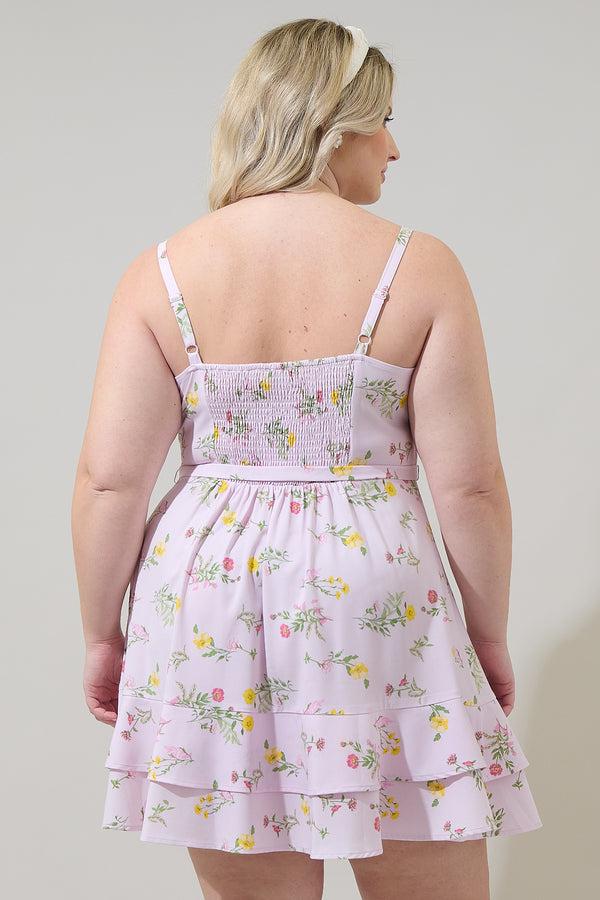 Sugarlips Margote Floral Mel Ruffle Mini Dress Curve