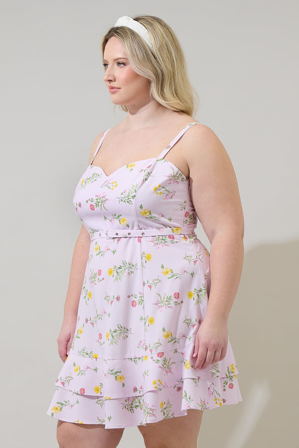 Sugarlips Margote Floral Mel Ruffle Mini Dress Curve