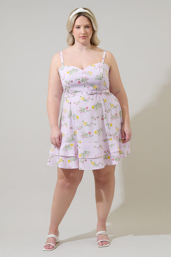 Sugarlips Margote Floral Mel Ruffle Mini Dress Curve