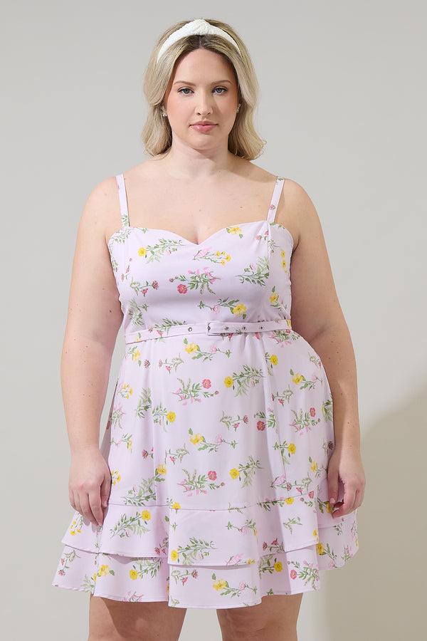 sugarlips Margote Floral Mel Ruffle Mini Dress Curve