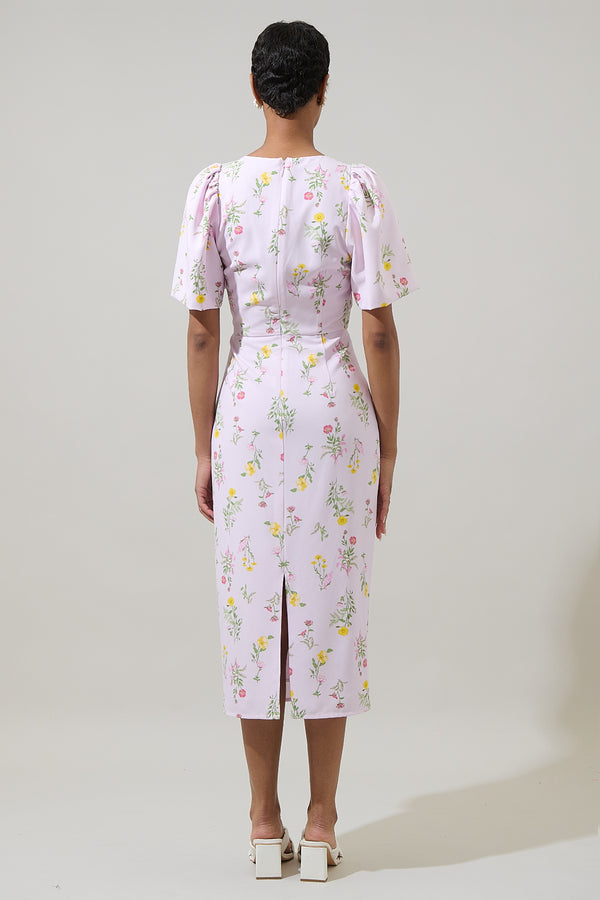 Sugarlips Margote Floral Tania Short Sleeve Midi Dress