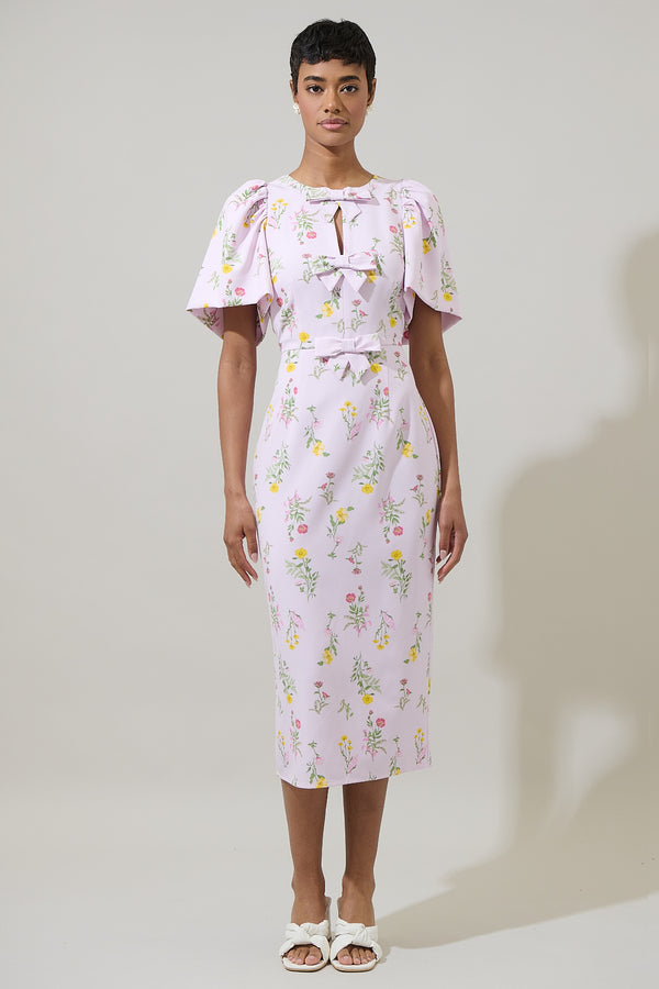 sugarlips Margote Floral Tania Short Sleeve Midi Dress