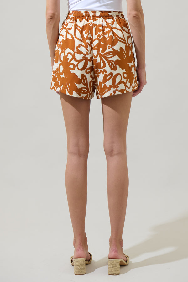 Sugarlips Marida Caramel Floral Taliya Drawstring Shorts