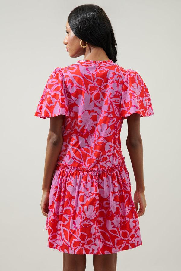 Sugarlips Marida Garnet Floral Rock A By Trapeze Mini Dress