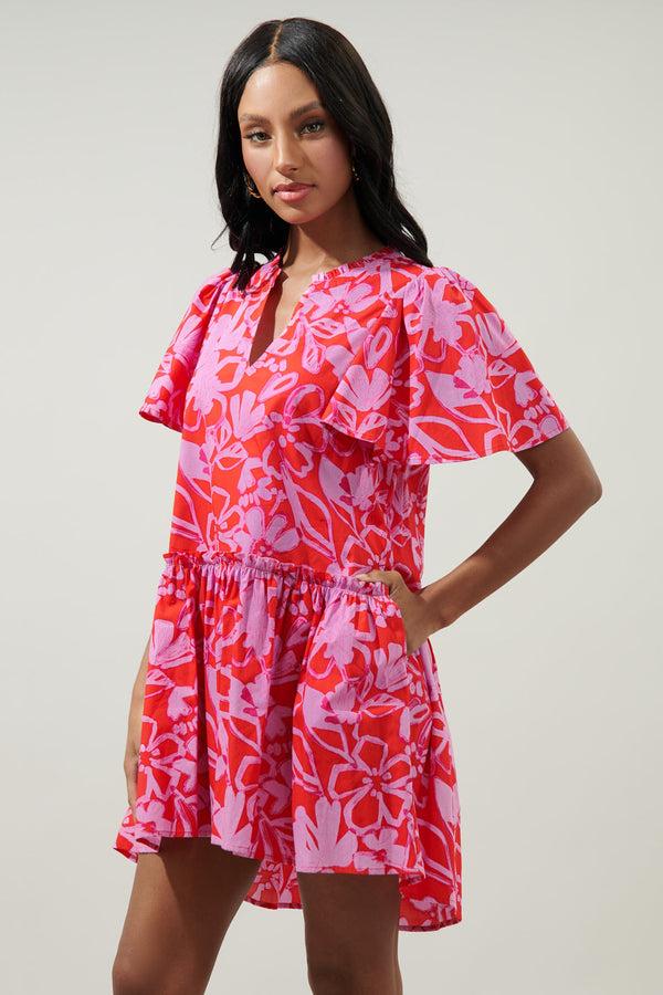 Sugarlips Marida Garnet Floral Rock A By Trapeze Mini Dress