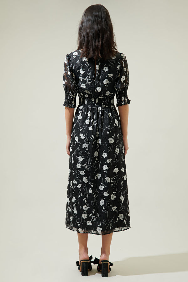 Sugarlips Marilu Floral Showoff Smocked Waist Midi Dress