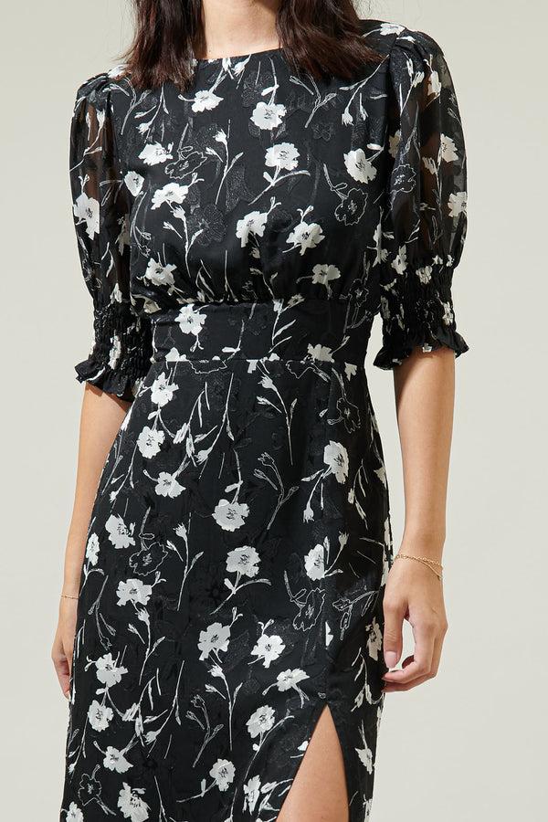 Sugarlips Marilu Floral Showoff Smocked Waist Midi Dress