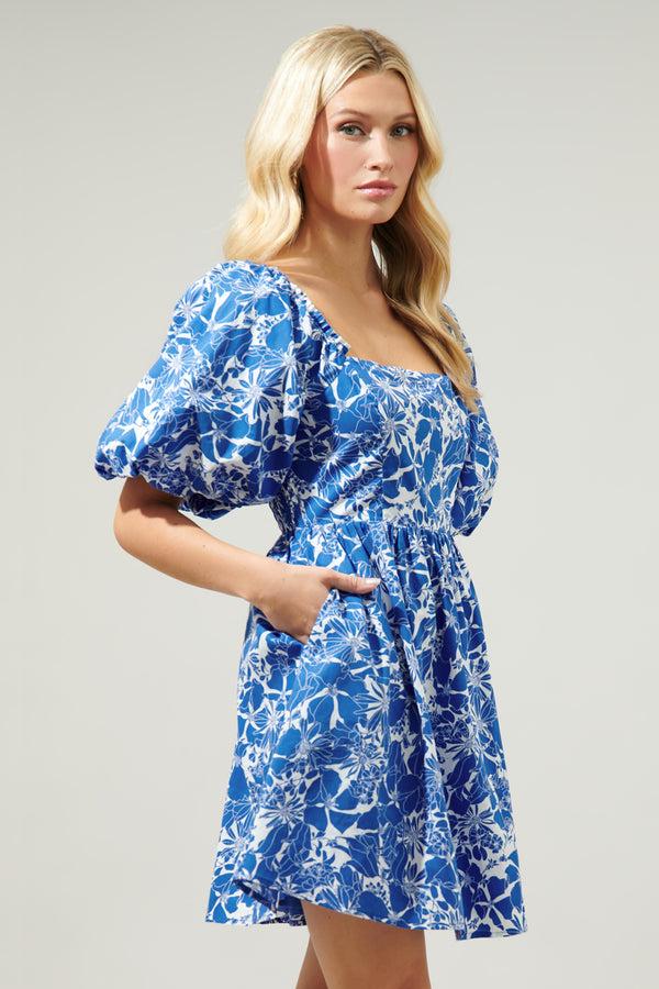 Sugarlips Marina Floral Sonora Bubble Sleeve Babydoll Dress