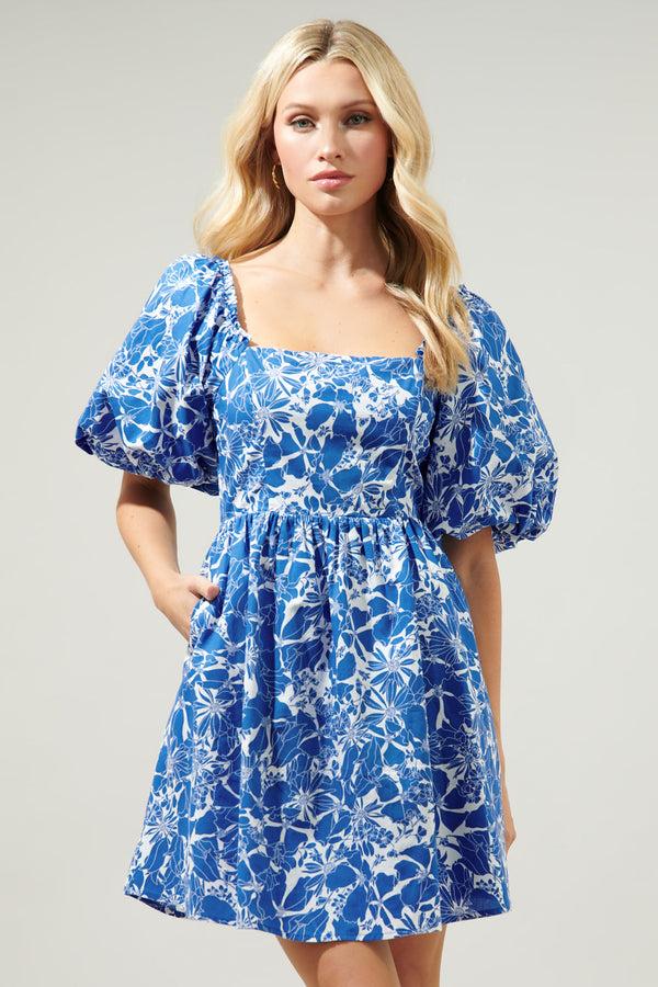 sugarlips Marina Floral Sonora Bubble Sleeve Babydoll Dress